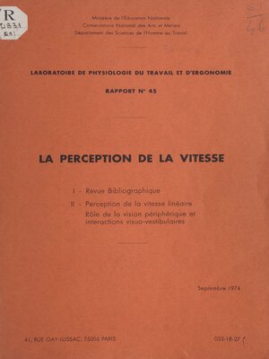cover image of La perception de la vitesse